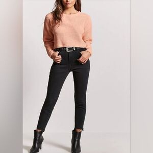 NWOT Forever 21 Cable Knit Pink Cropped Long Sleeve Sweater